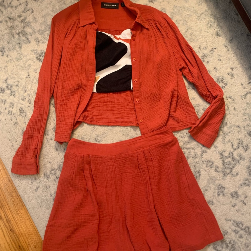 Orange 3-piece short set